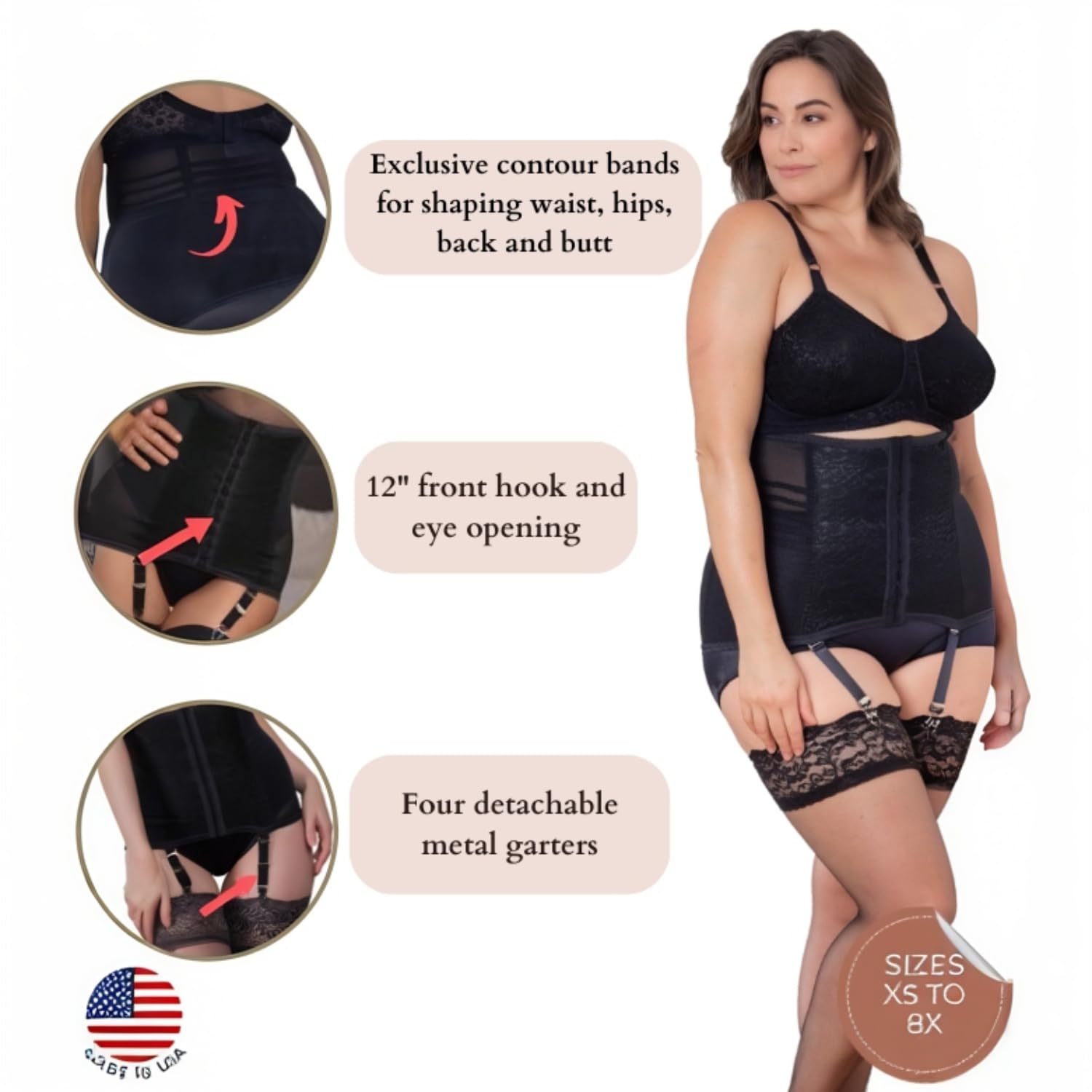 Rago Firm Control Waist Trainer Girdle with Garters — image 5