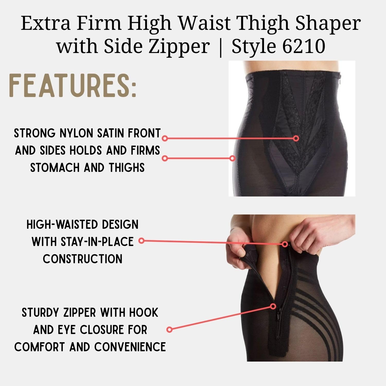 Rago High Waist Long Leg Shaper with Side Zipper — image 4