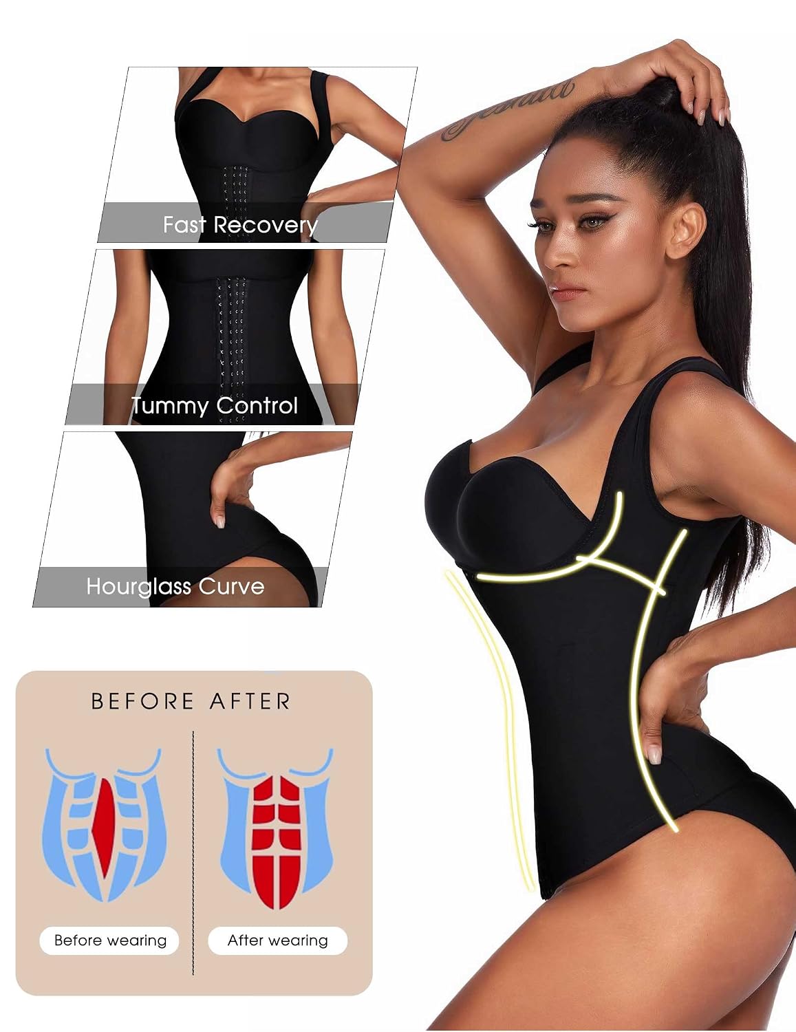 Ekouaer Women's Underbust Steel Boned Corset — image 3