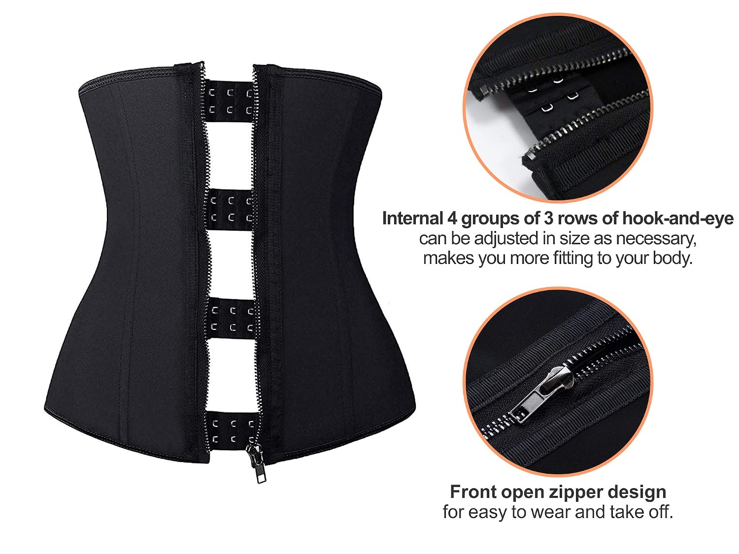 YIANNA Latex Waist Trainer with Zipper Tummy Control — image 3