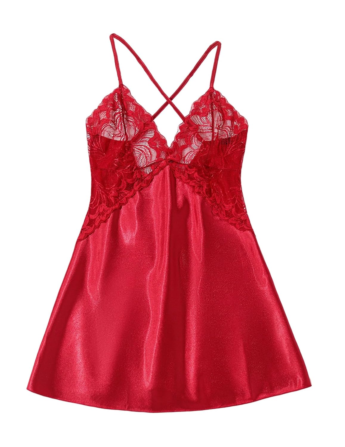 Avidlove Women's V-Neck Satin Lace Babydoll Chemise — image 9