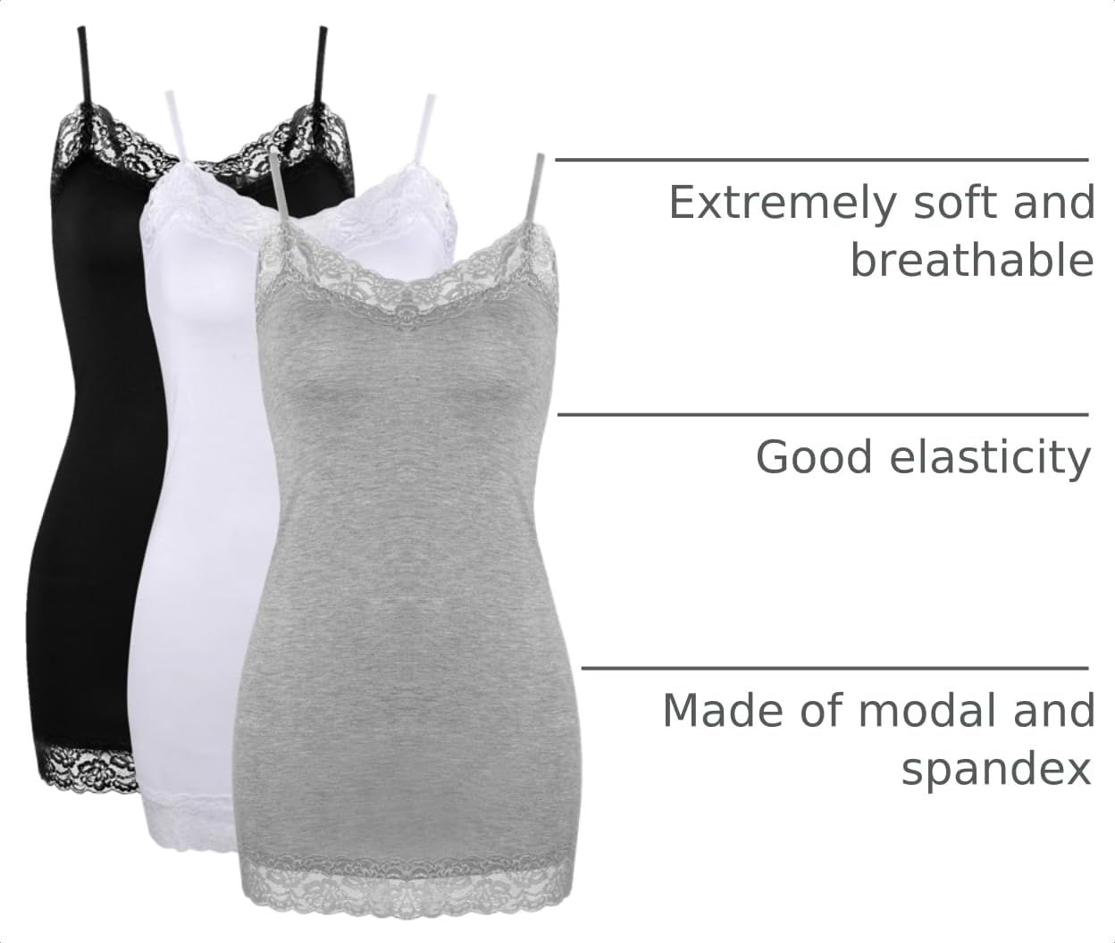 SATINIOR Women's Long Lace Cami Tank — image 3