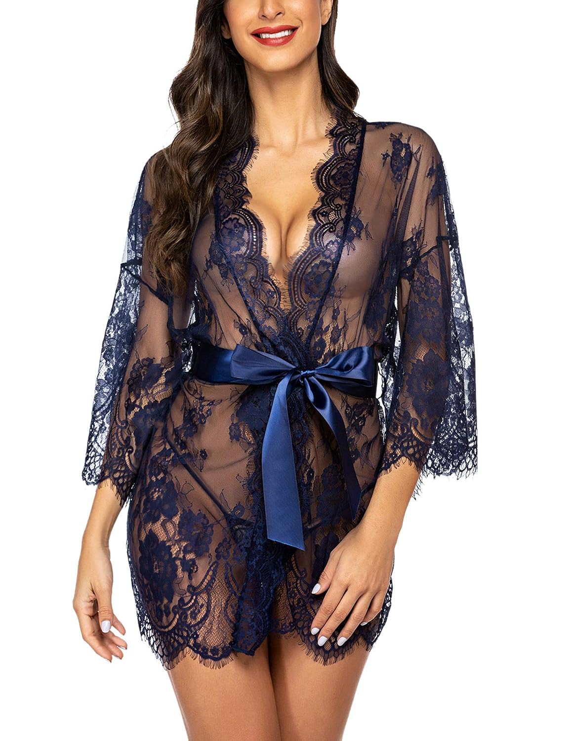 Avidlove Lace Mesh Babydoll Kimono Robe — image 10