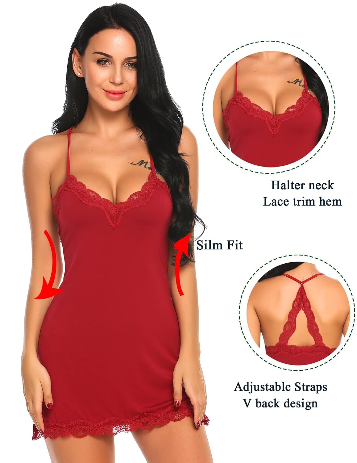 Avidlove Women's Lace Babydoll Chemise Nightgown — image 3