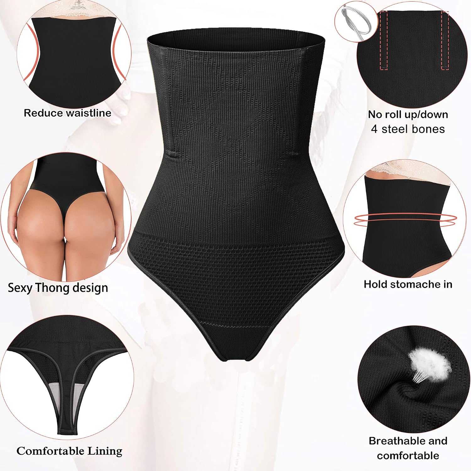 Hioffer High Waist Thong Shapewear Tummy Control — image 4