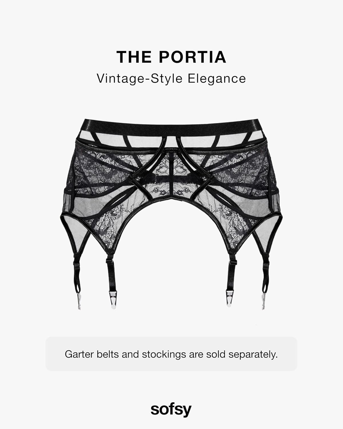 sofsy Retro Lace Garter Belt with Metal Clips — image 3