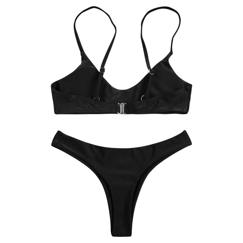 SherryDC Solid Scoop Neck Push Up Brazilian Thong Bikini — image 5