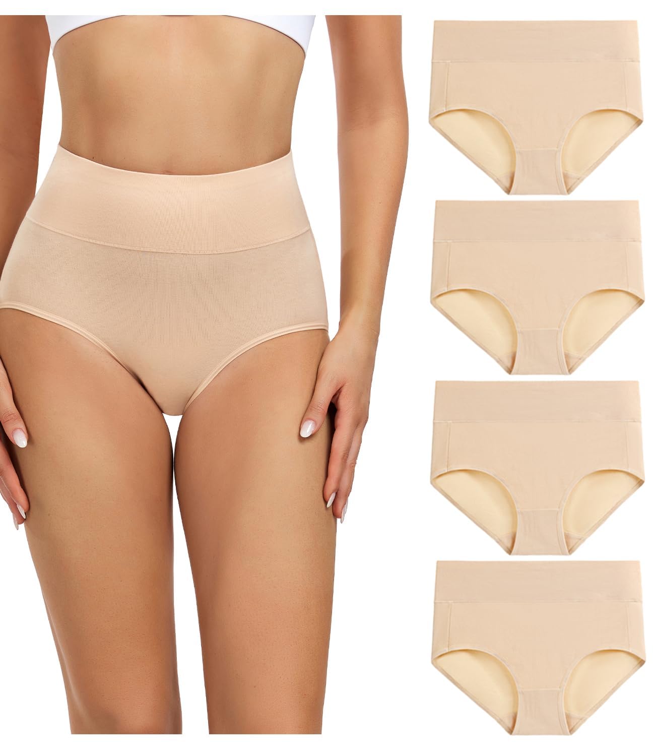wirarpa High Waisted Cotton Briefs 4 Pack