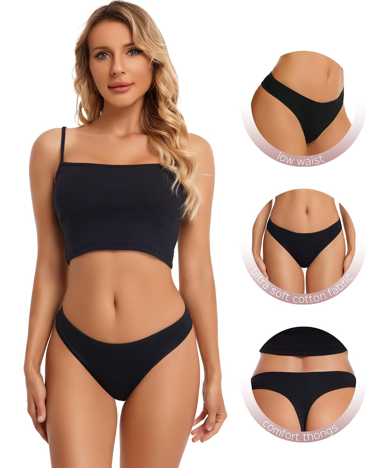 ANZERMIX Women's Cotton Thong Panties Pack of 6 — image 3
