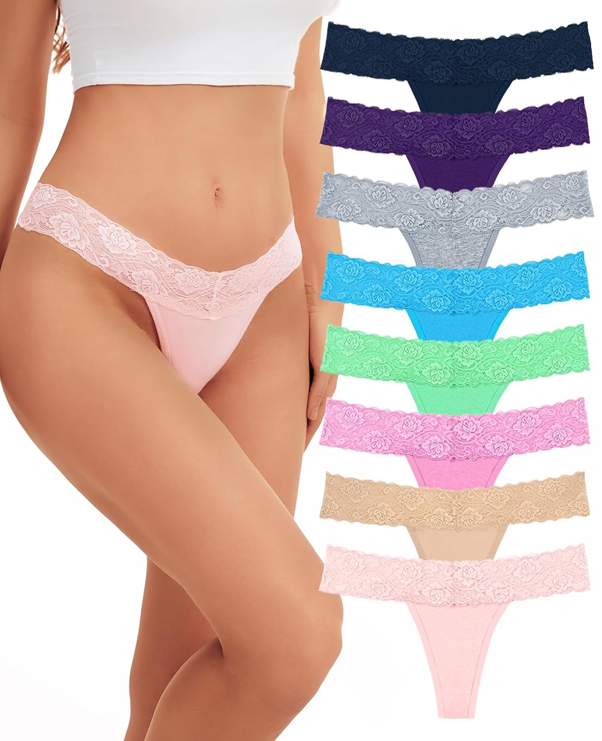 Sunm Boutique Cotton Lace Low Rise Thongs