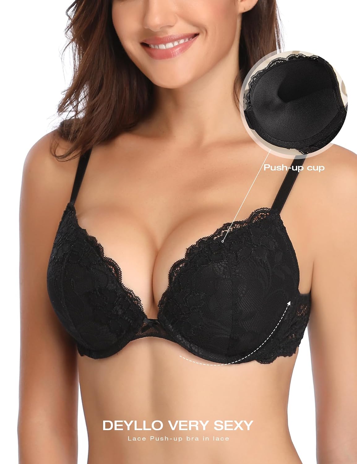 Deyllo Women's Push Up Lace Bra — image 2