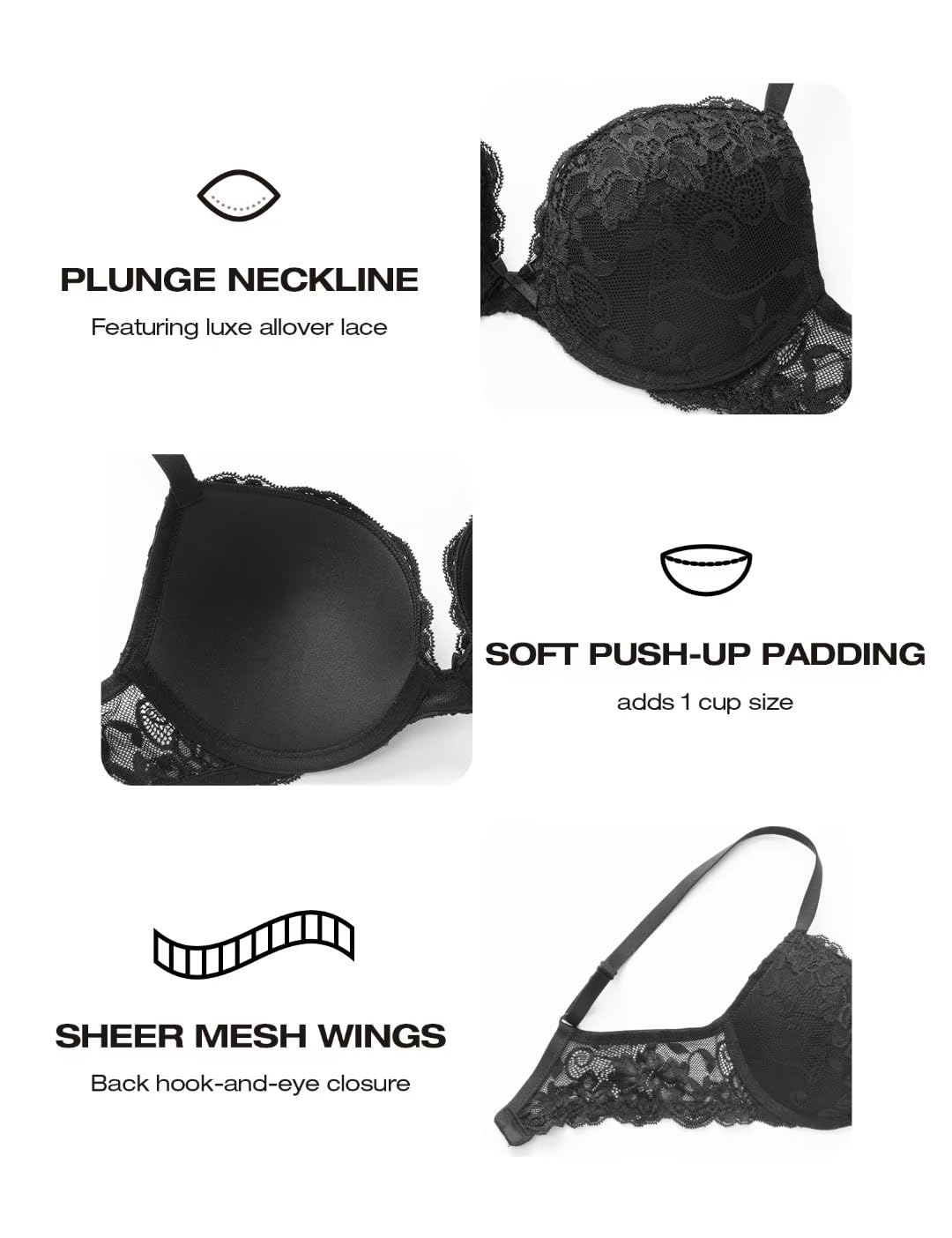 Deyllo Women's Push Up Lace Bra — image 7