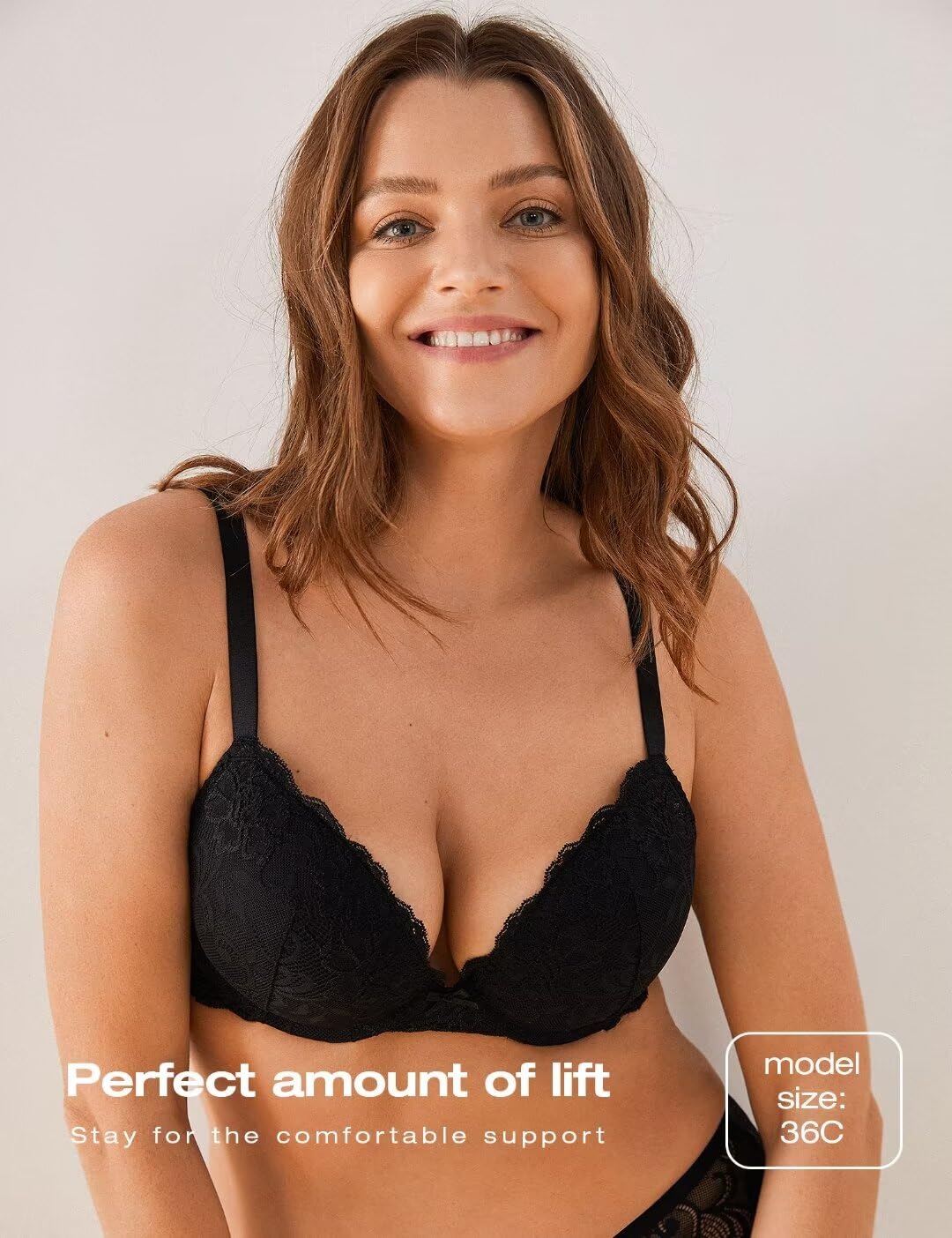 Deyllo Women's Push Up Lace Padded Underwire Bra — image 3