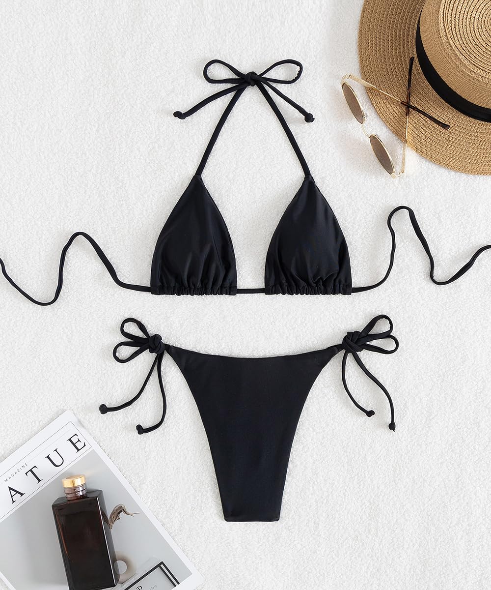 Tainehs Women's Halter Triangle Tie-Side Bikini — image 5