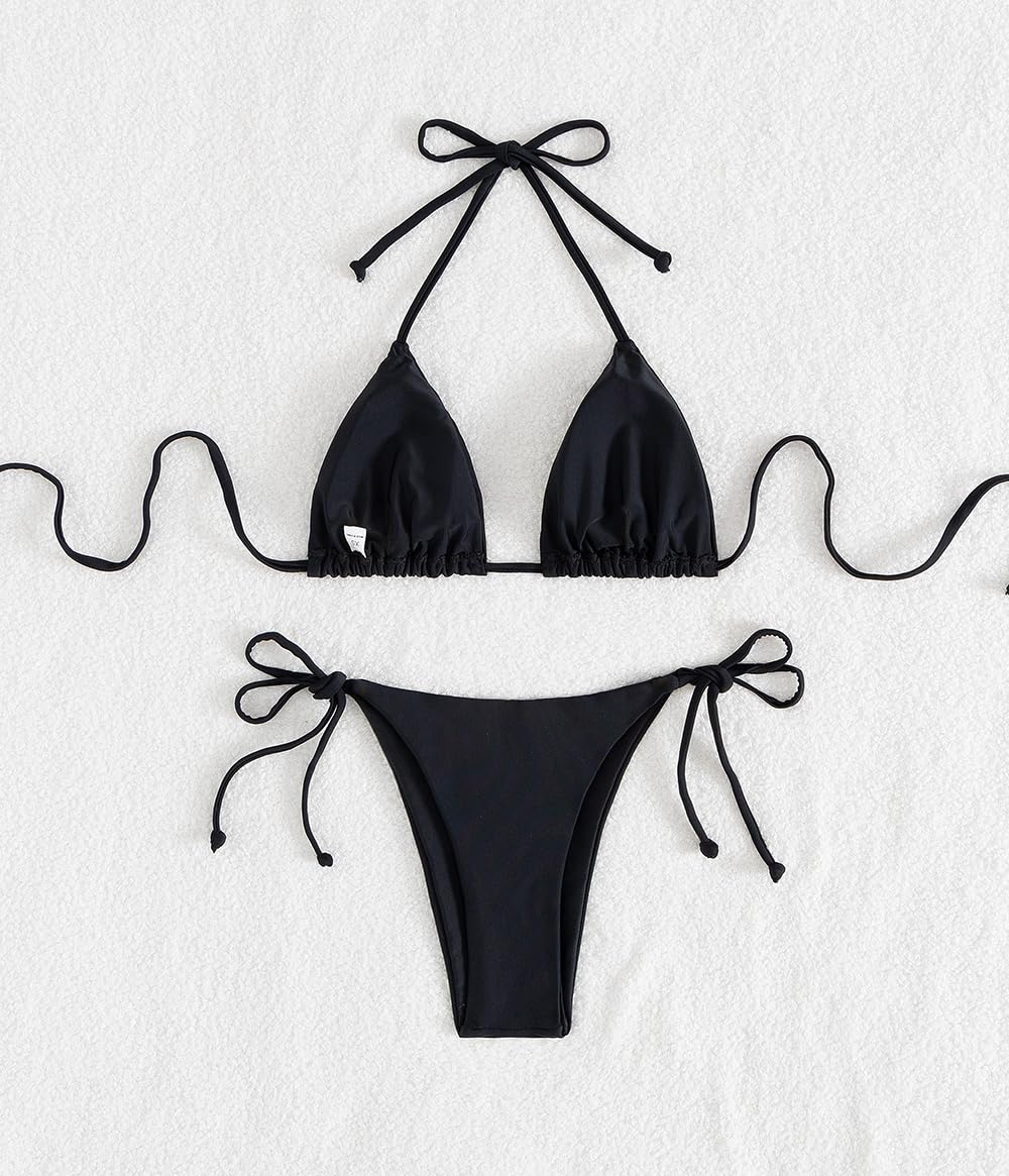 Tainehs Women's Halter Triangle Tie-Side Bikini — image 6