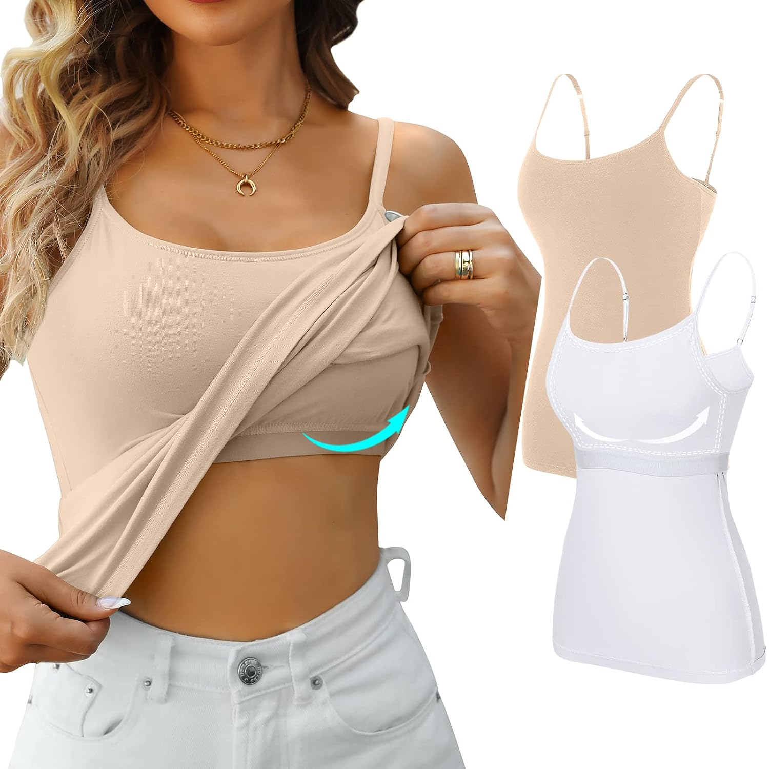 V FOR CITY Cotton Tank Top with Shelf Bra — image 10