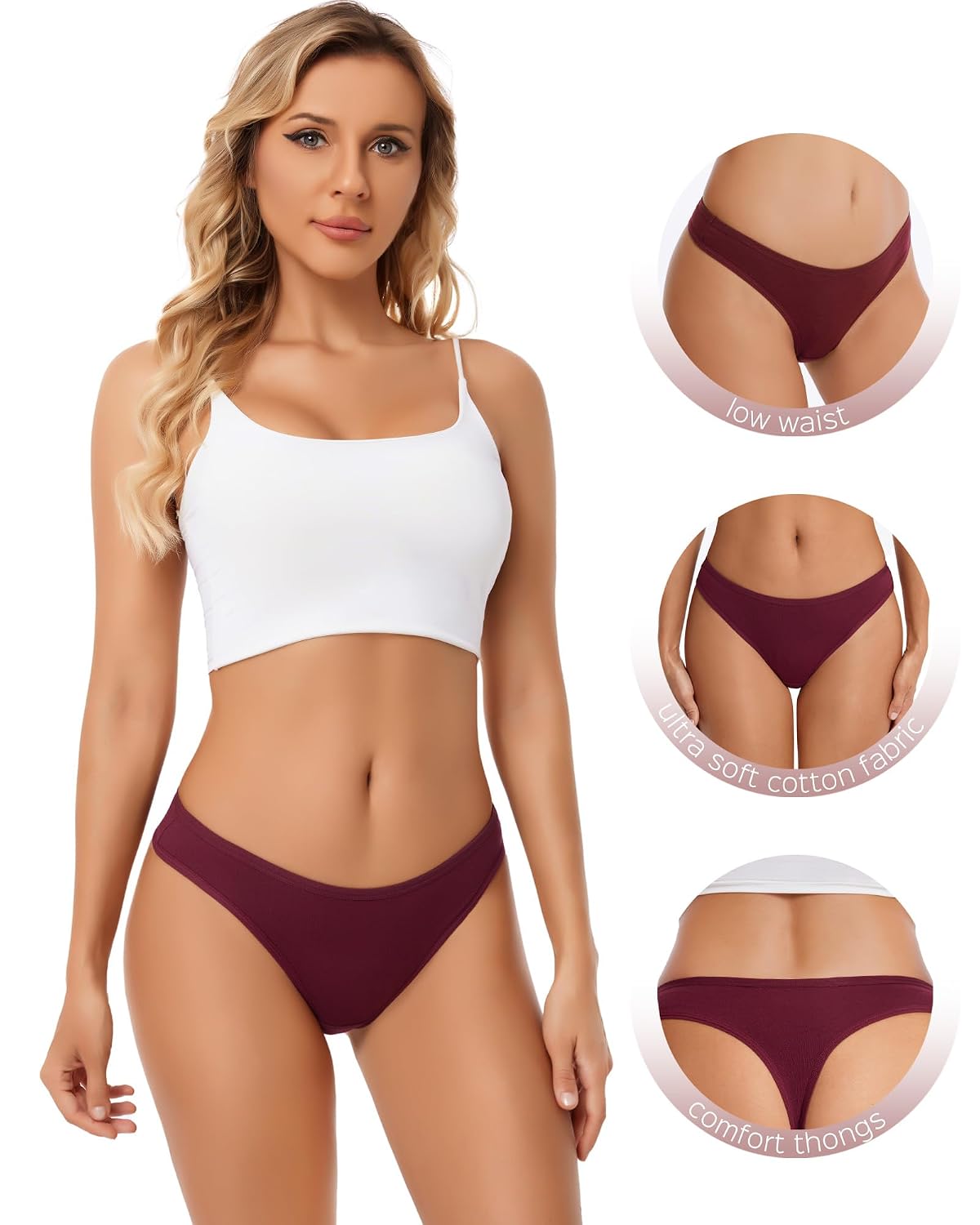 ANZERMIX Women's Cotton Thong Panties 6-Pack — image 4