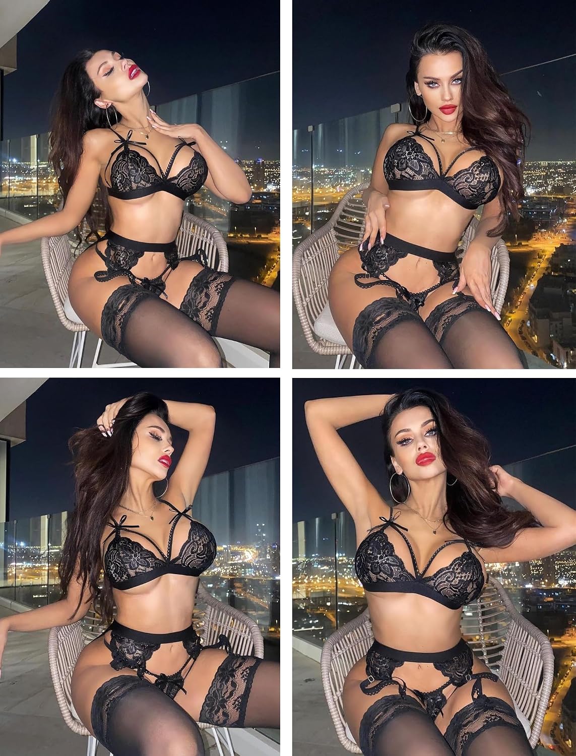 Women's Lace Teddy Bodysuit with Garter Belts — image 3