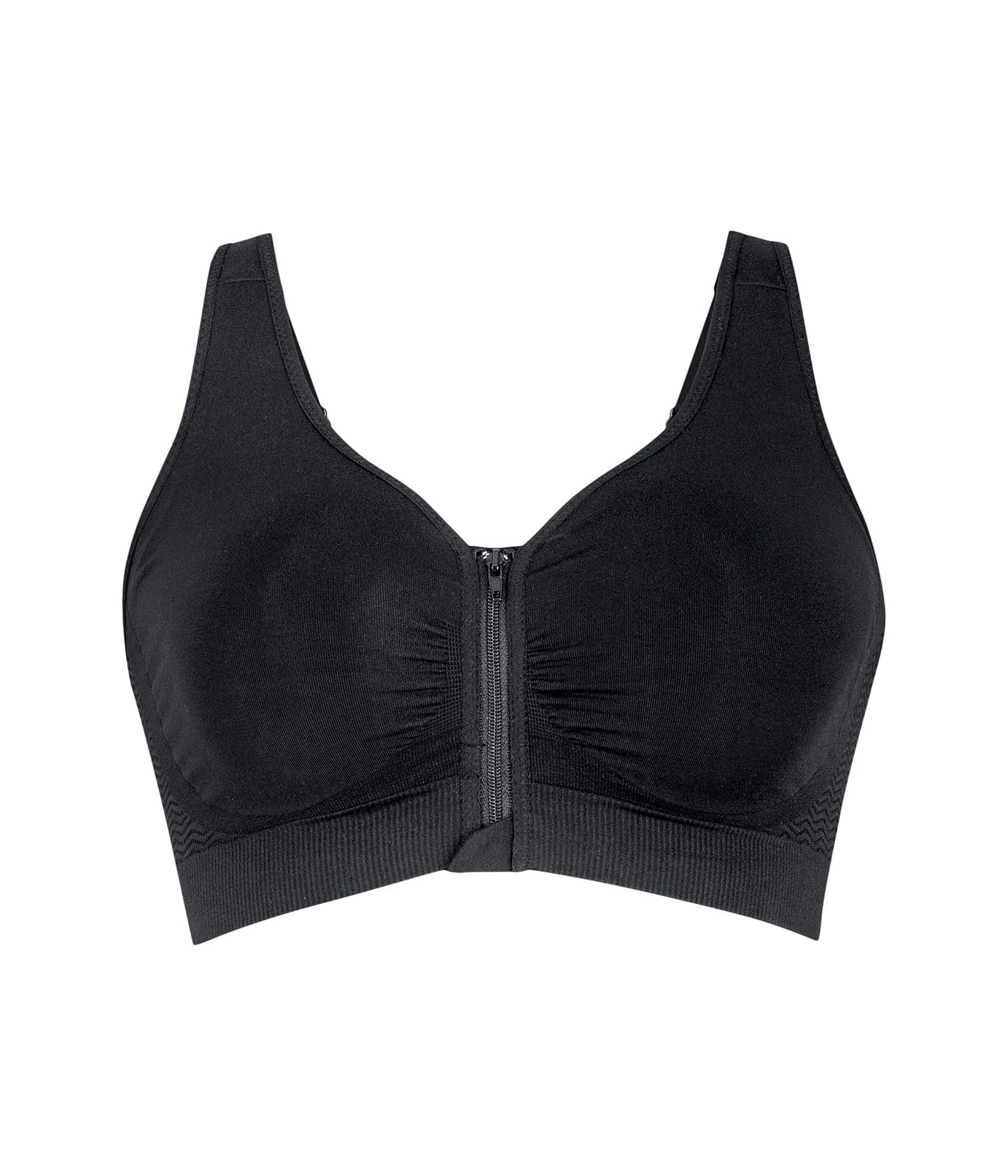 Anita Lynn mastectomy bra, front zipper and ribbed underbust band