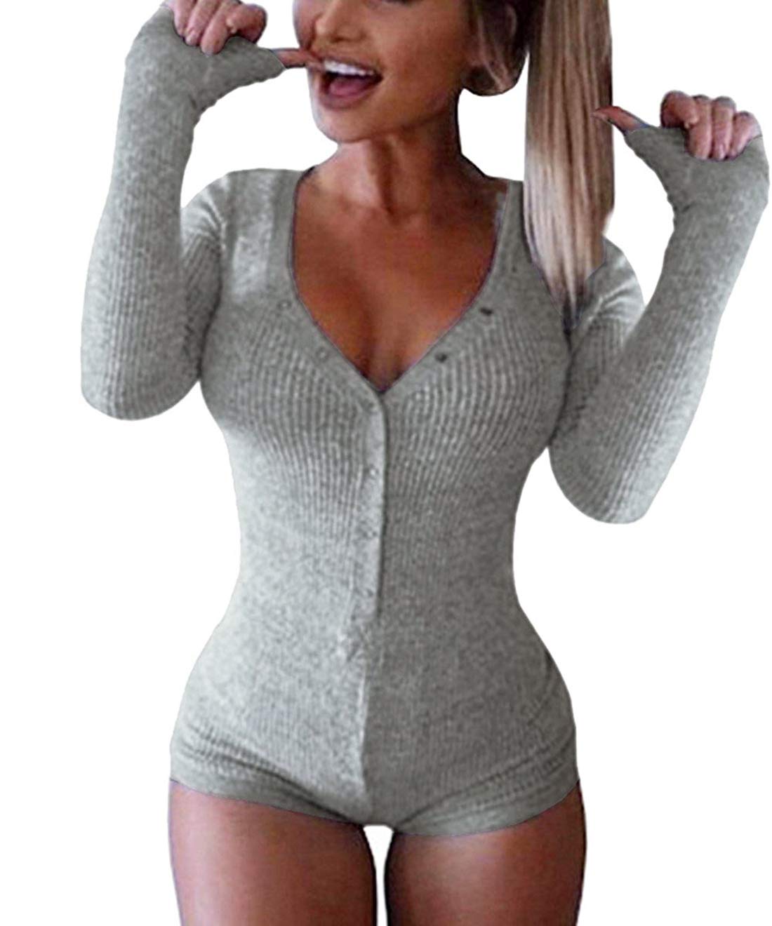 Roselux Women's Deep V Knitted Bodysuit