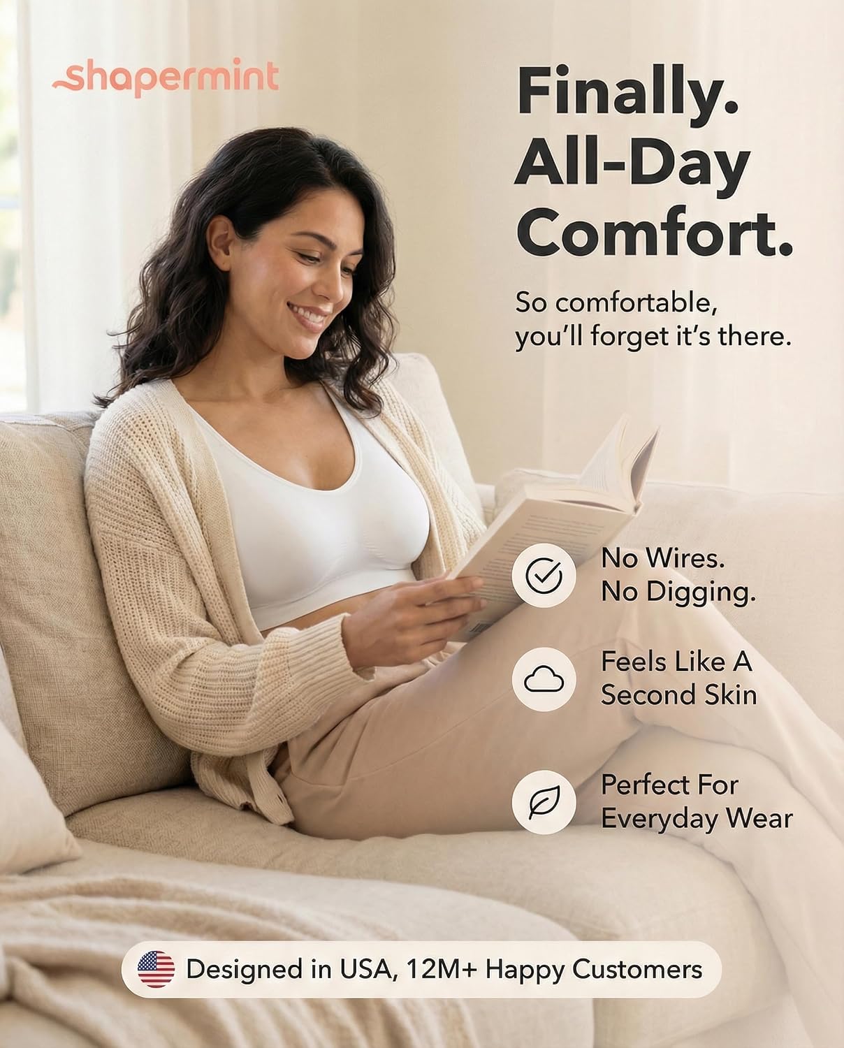 SHAPERMINT Women's Seamless Wireless Everyday Bra — image 2