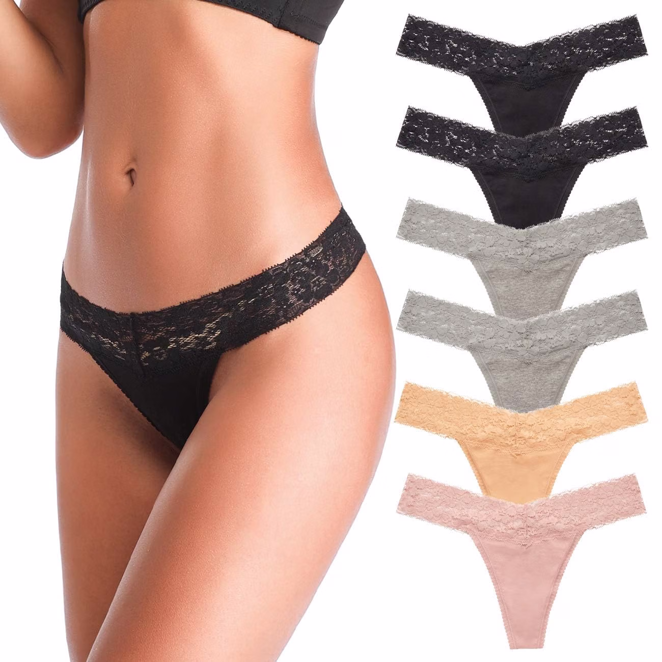 ANNYISON Seamless Lace Thongs for Women