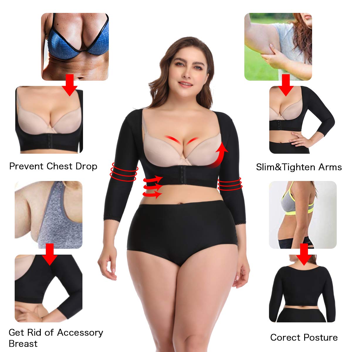 woahee Women's Plus Size Arm Shaper Compression Sleeve — image 2