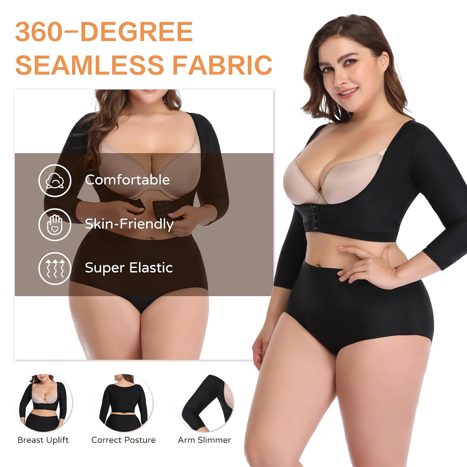 woahee Women's Plus Size Arm Shaper Compression Sleeve — image 5