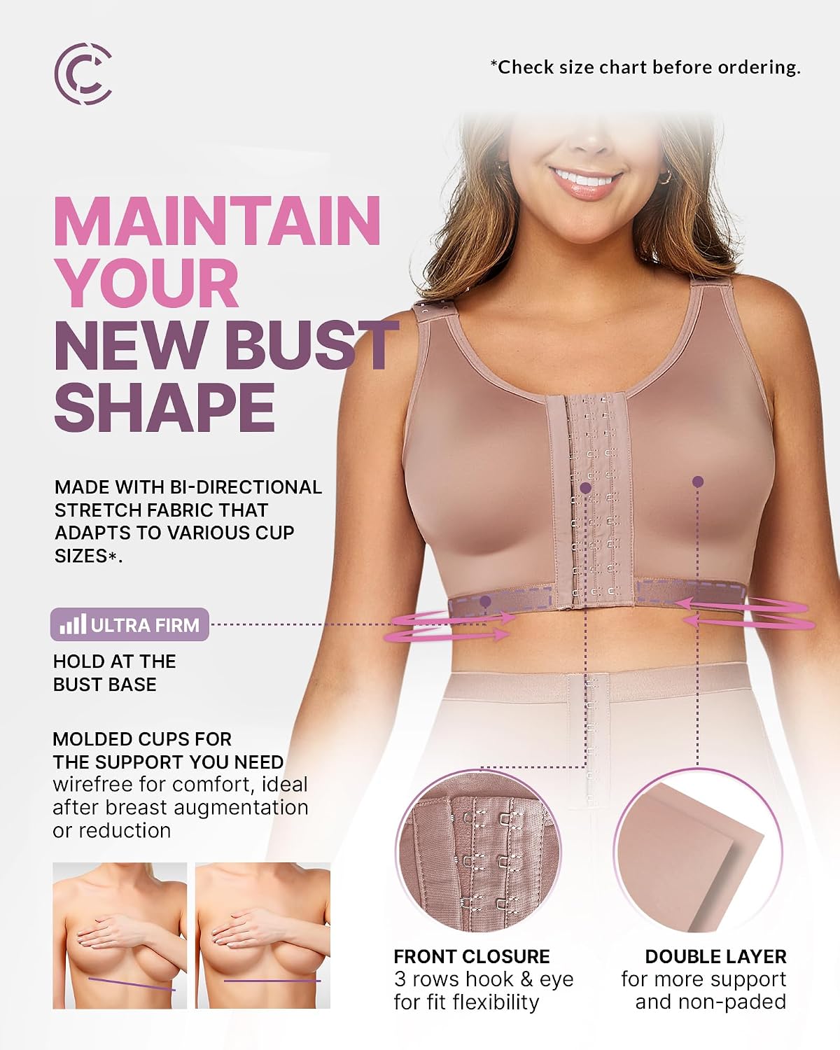 CURVEEZ Front Closure Wireless Compression Bra — image 2
