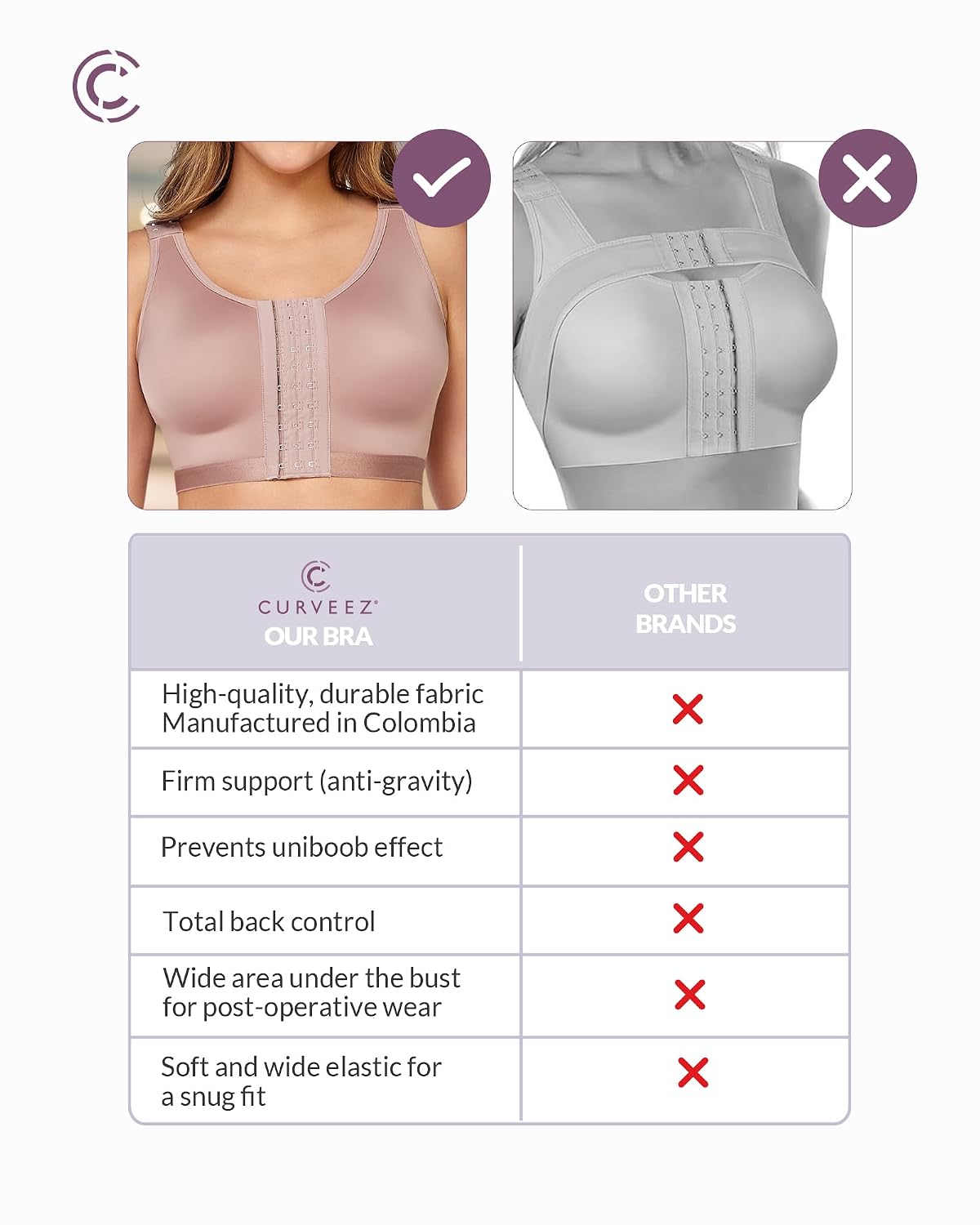 CURVEEZ Front Closure Wireless Compression Bra — image 4