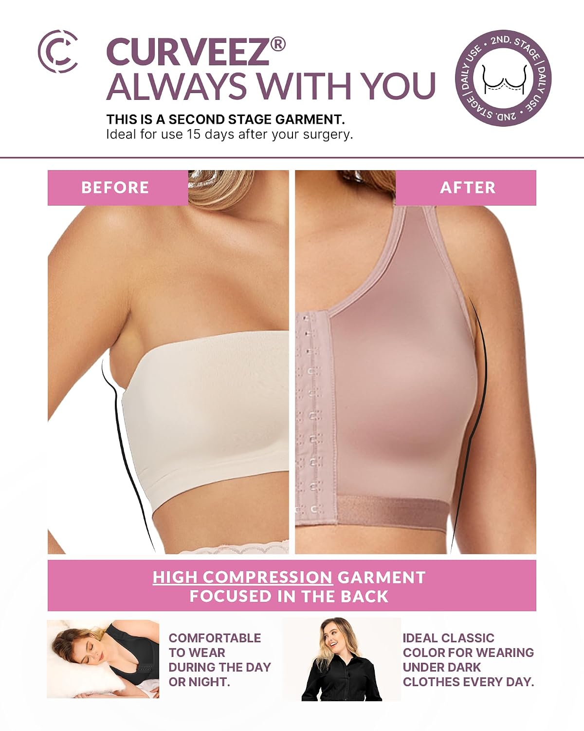 CURVEEZ Front Closure Wireless Compression Bra — image 5