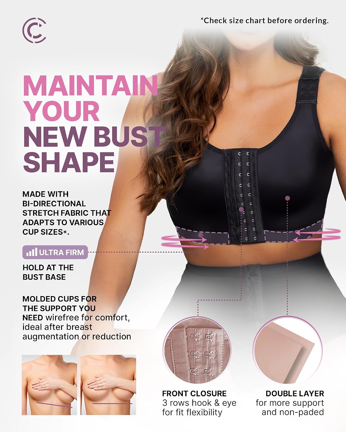 CURVEEZ Front Closure Wireless Compression Bra — image 2