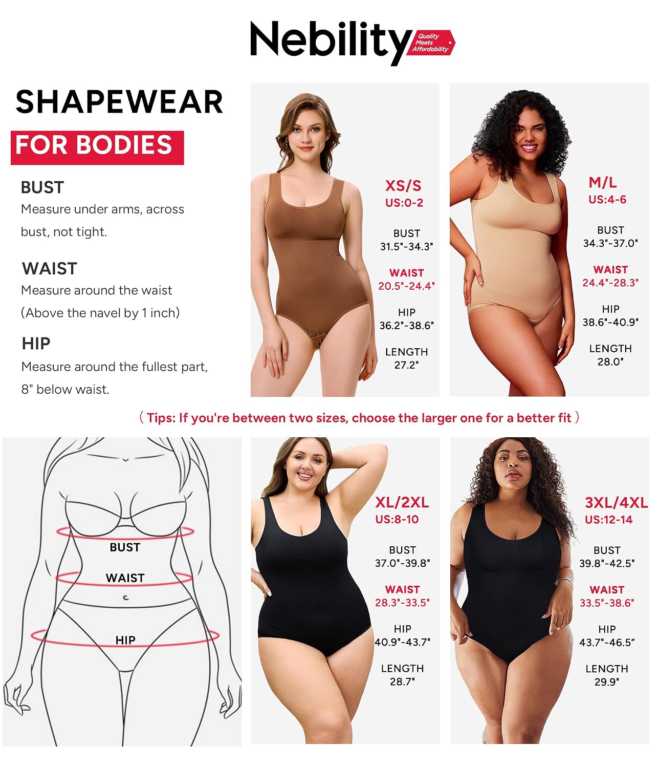 Nebility Women's Tummy Control Shapewear Bodysuit Waist Trainer — image 6