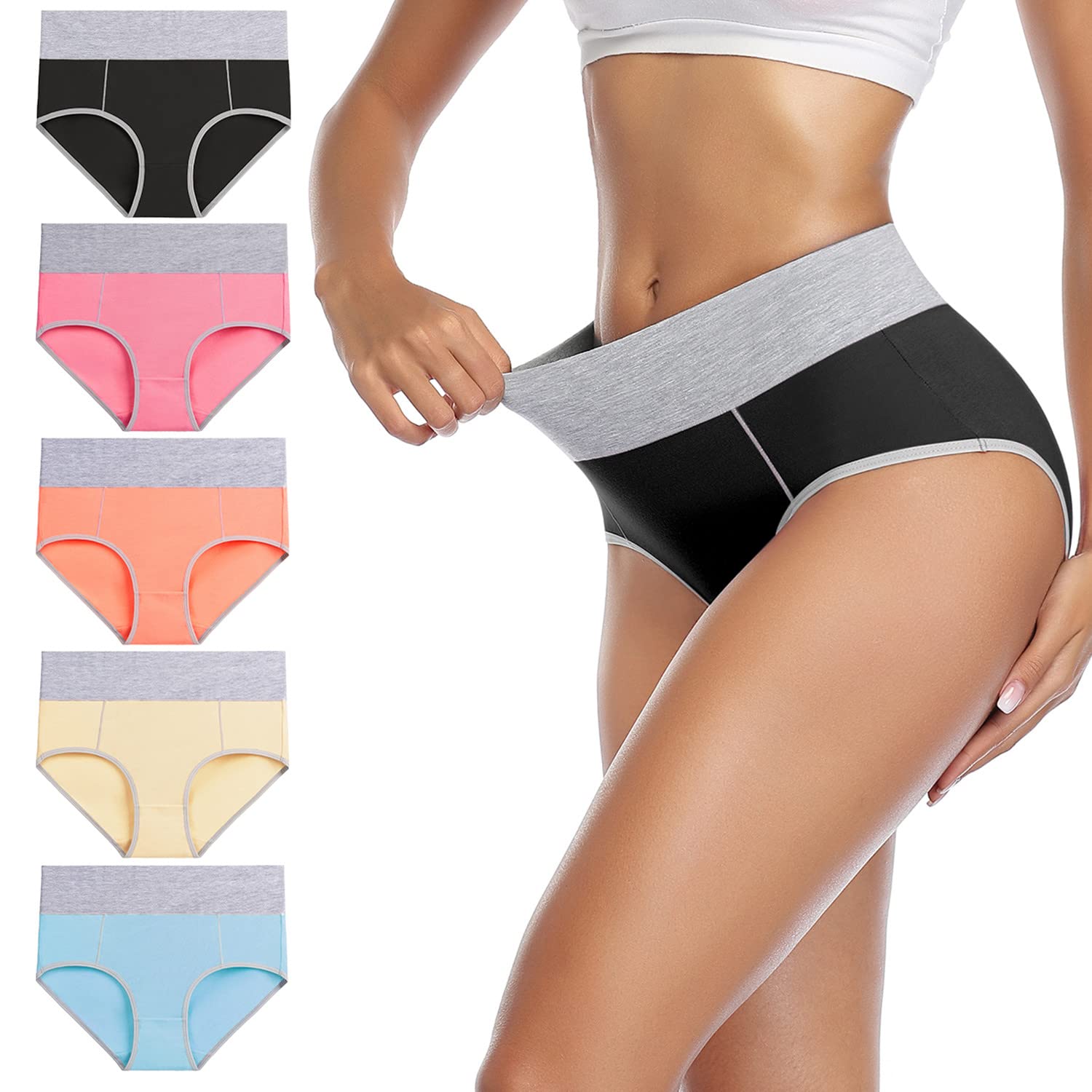 Wirarpa Women's High Waist Cotton Briefs 5-Pack — image 2