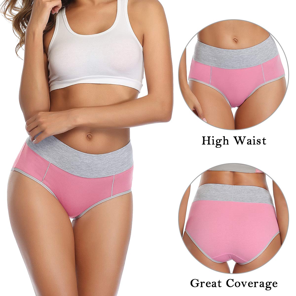 Wirarpa Women's High Waist Cotton Briefs 5-Pack — image 3