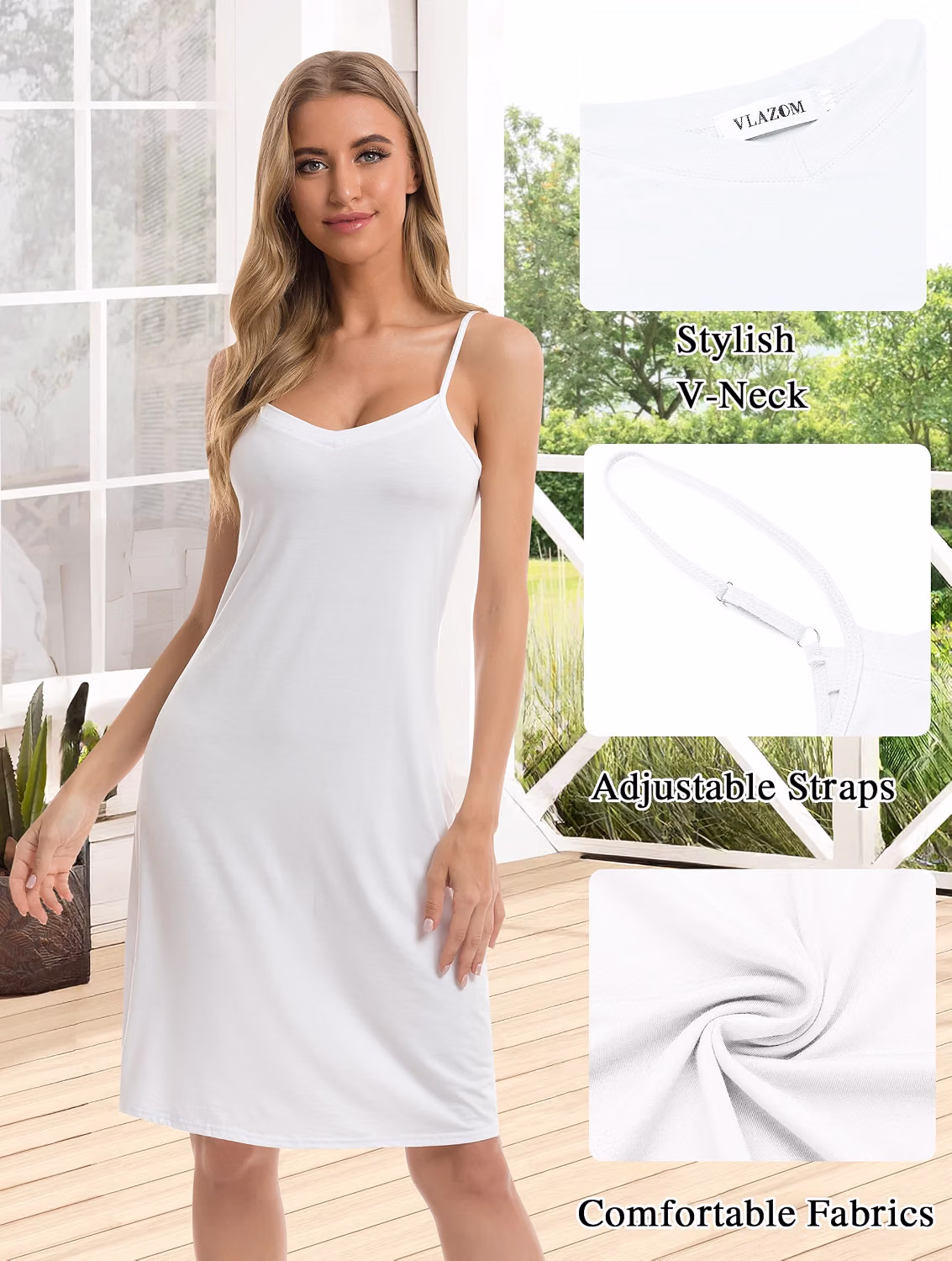 Vlazom Soft Satin Spaghetti Strap Slip Dress — image 3