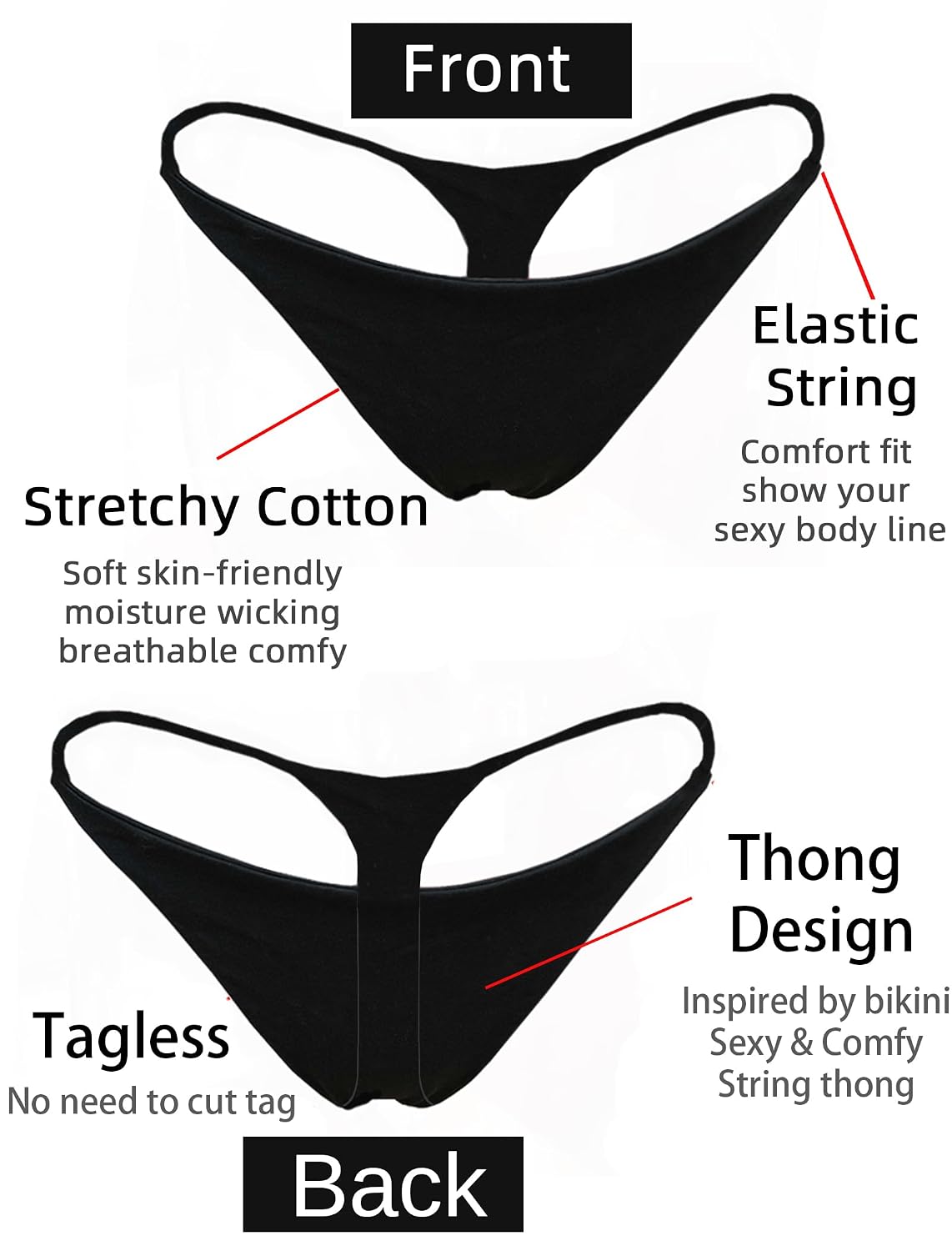 KUKU PANDA Seamless Cotton Thongs 3-Pack — image 9