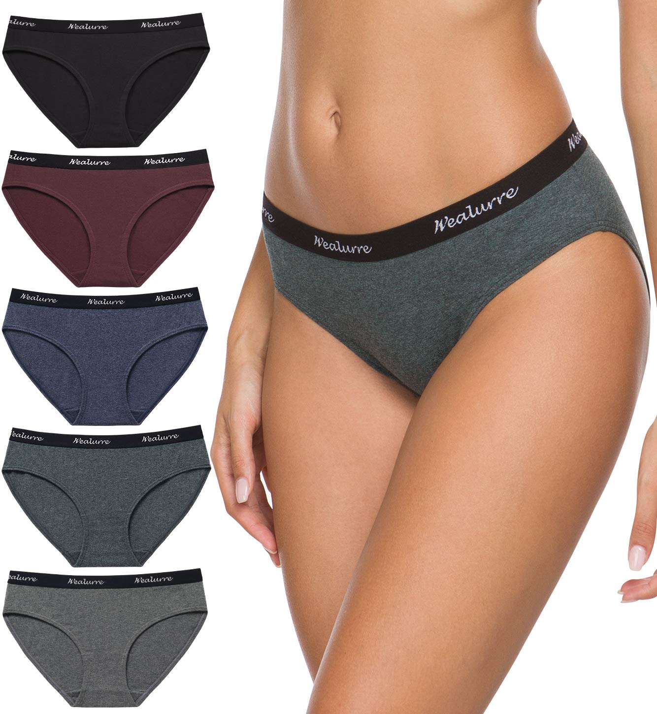 Wealurre Women's Cotton Bikini Low Rise Panty Multipack