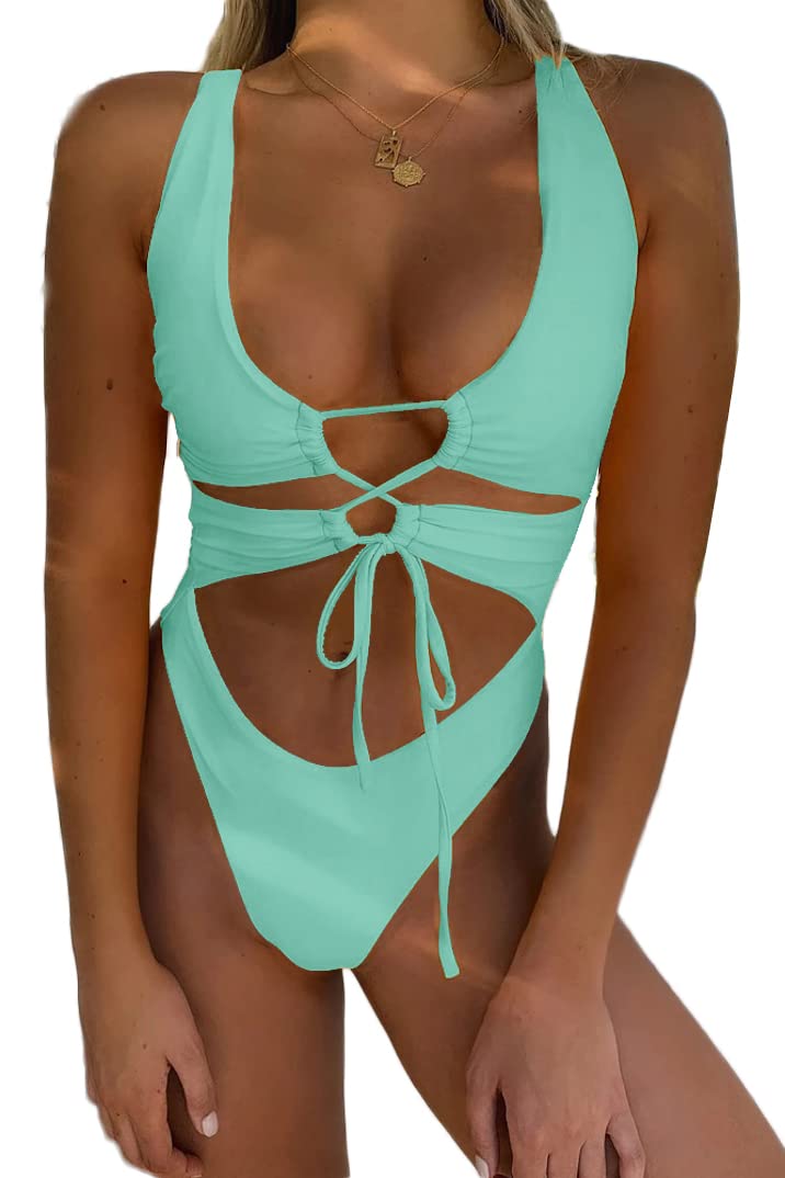 CHYRII Women's Cutout Lace Up Backless Monokini — image 6