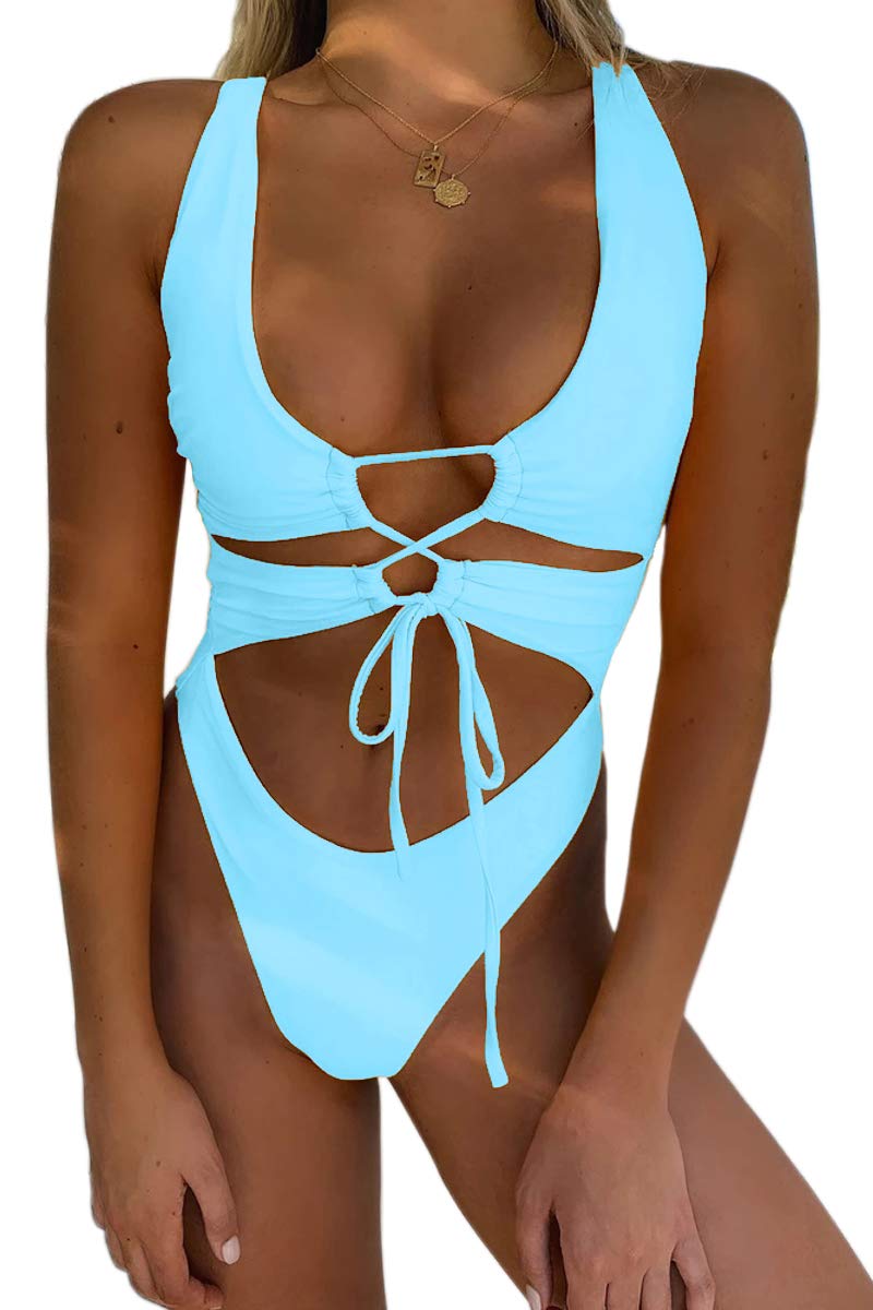 CHYRII Women's Cutout Lace Up Backless Monokini — image 8