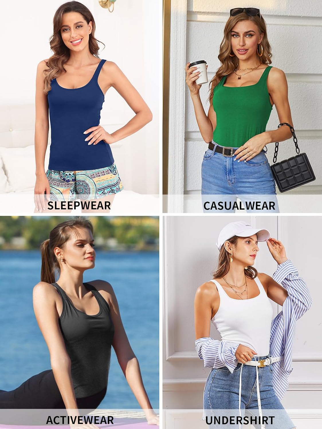 V FOR CITY Women's Cotton Tank Top with Shelf Bra — image 8