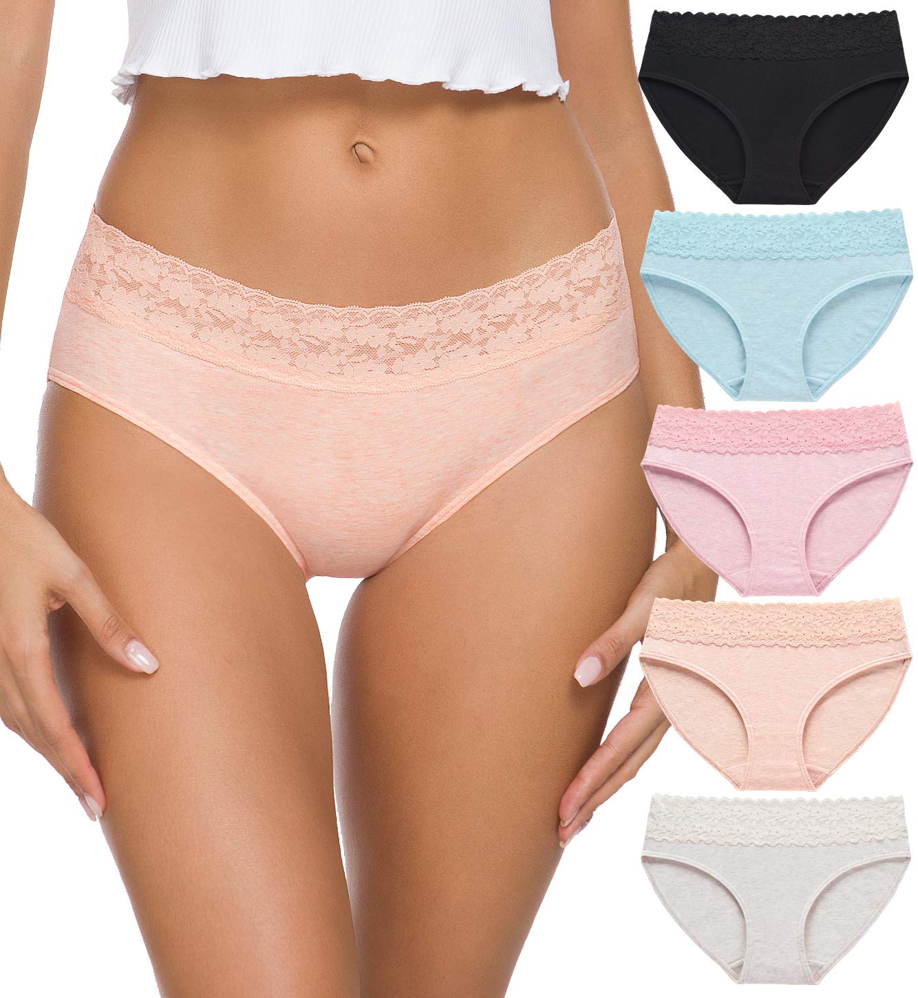GNEPH Lace Bikini Hipster Panties 5-Pack