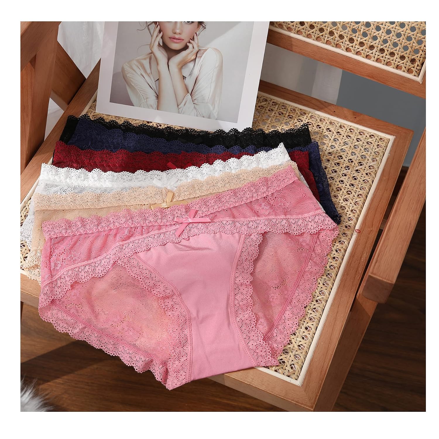 LEVAO Women's Lace Cheeky Panties 6-Pack — image 3
