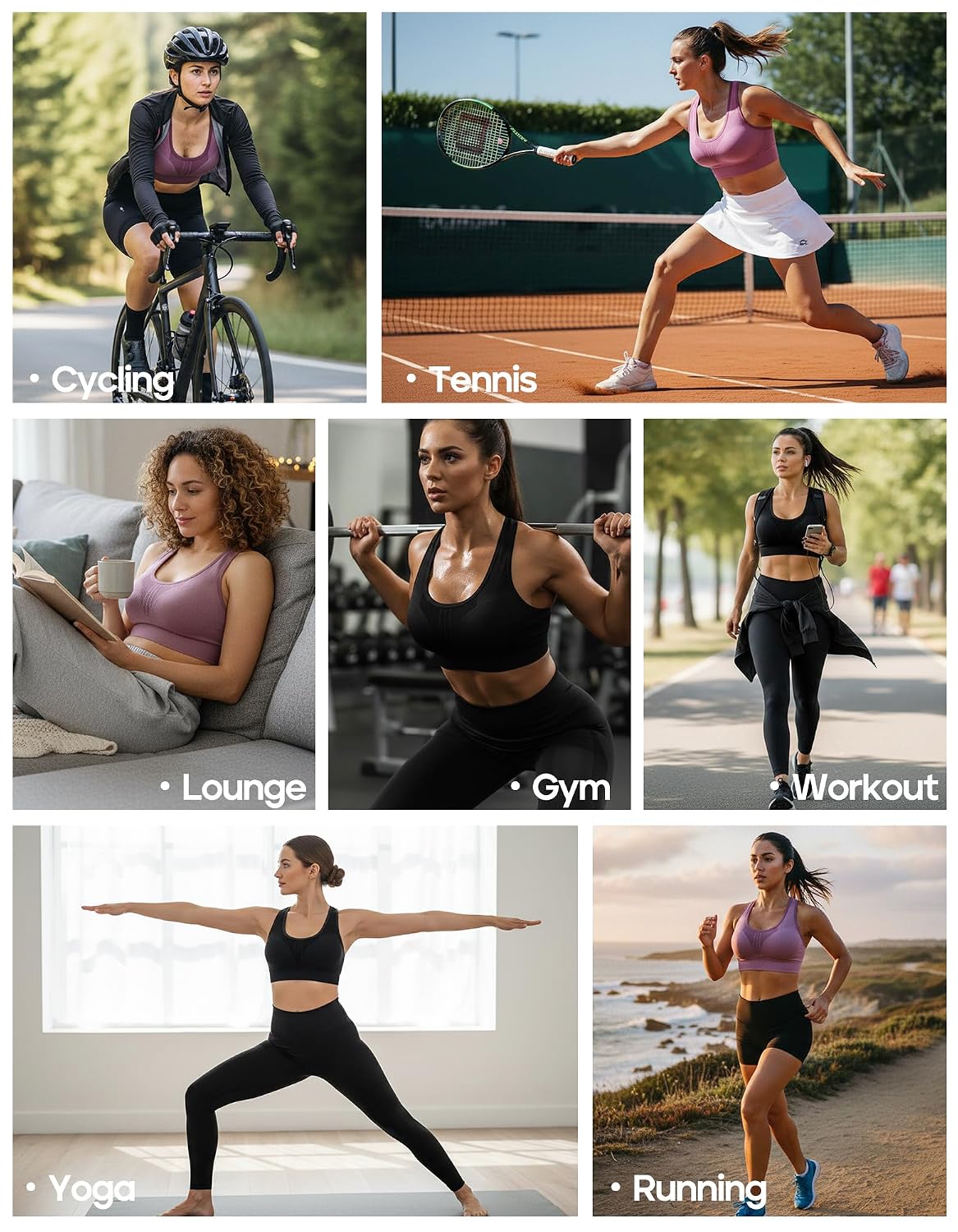 Heathyoga High Impact Padded Racerback Sports Bra Pack — image 6