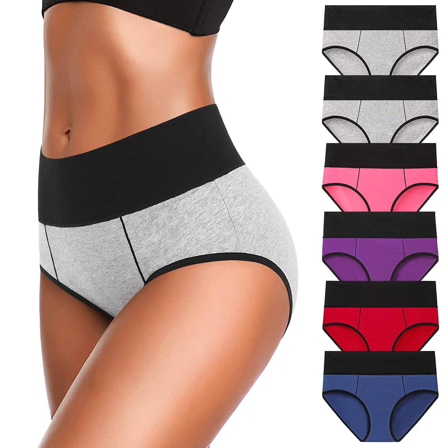 Eiggam Women's Cotton High Waisted Full Coverage Briefs