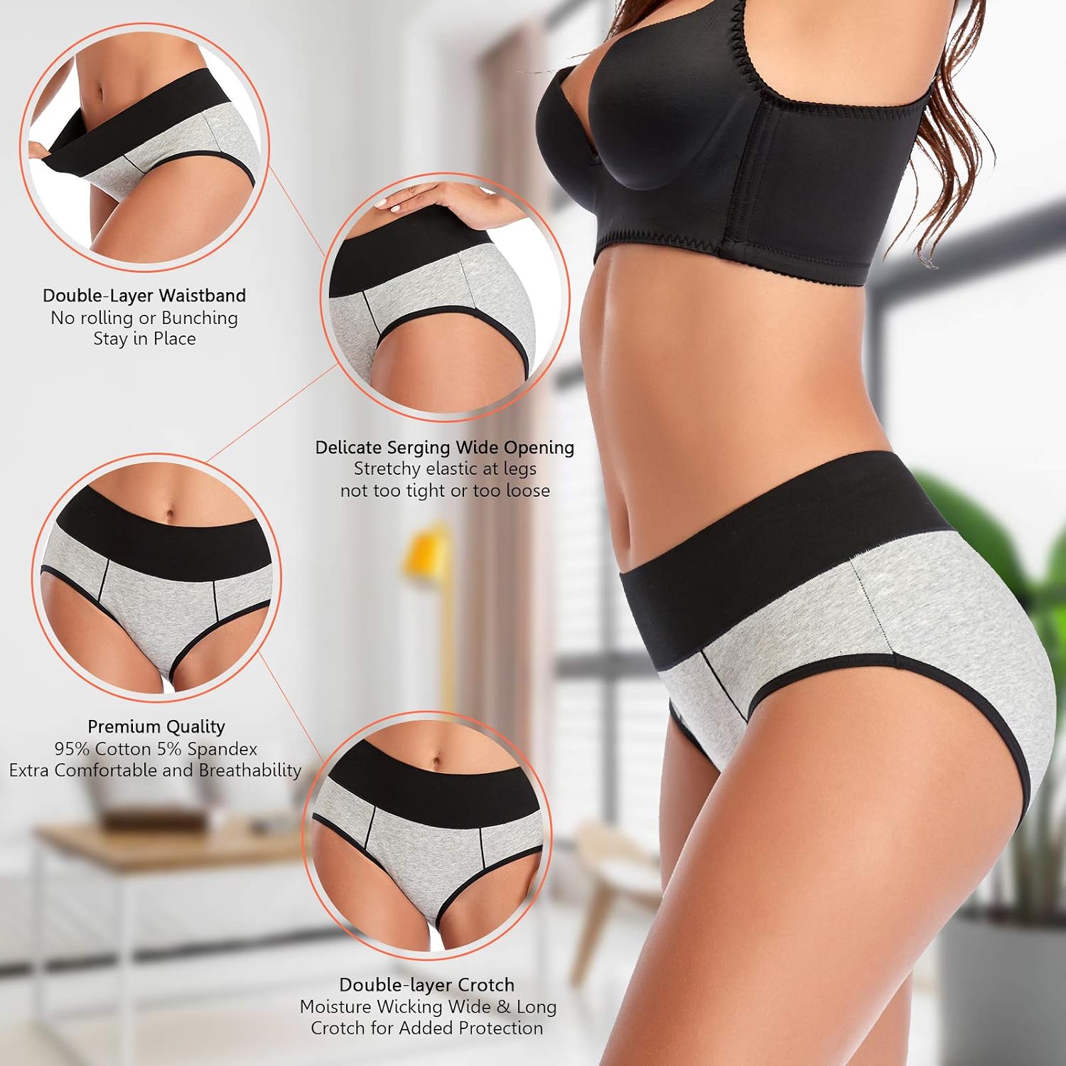Eiggam Women's Cotton High Waisted Full Coverage Briefs — image 5