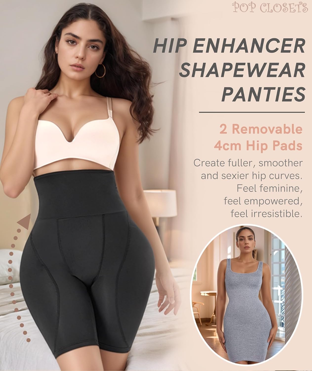POP CLOSETS High Waisted Shapewear with Hip Pads — image 3