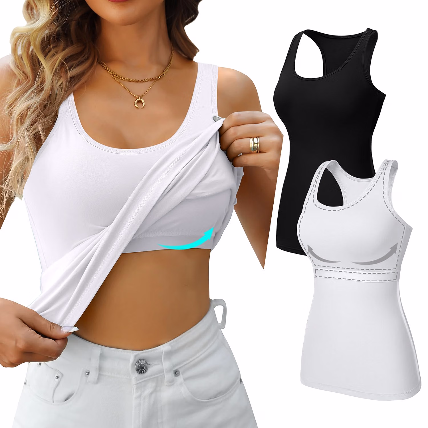 V FOR City Women's Shelf Bra Racerback Tank Top — image 11