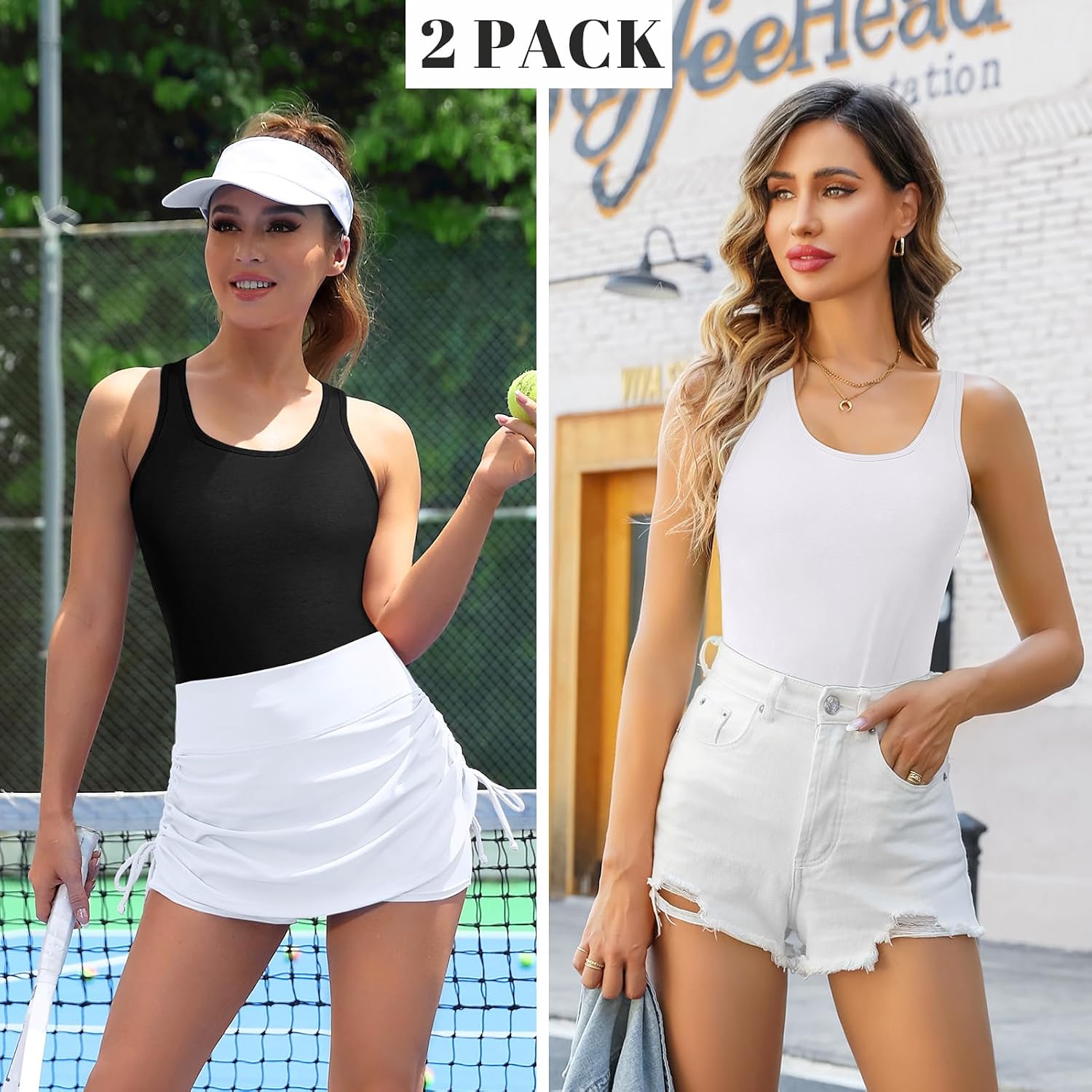 V FOR CITY Women's Cotton Racerback Shelf Bra Tank Top — image 2