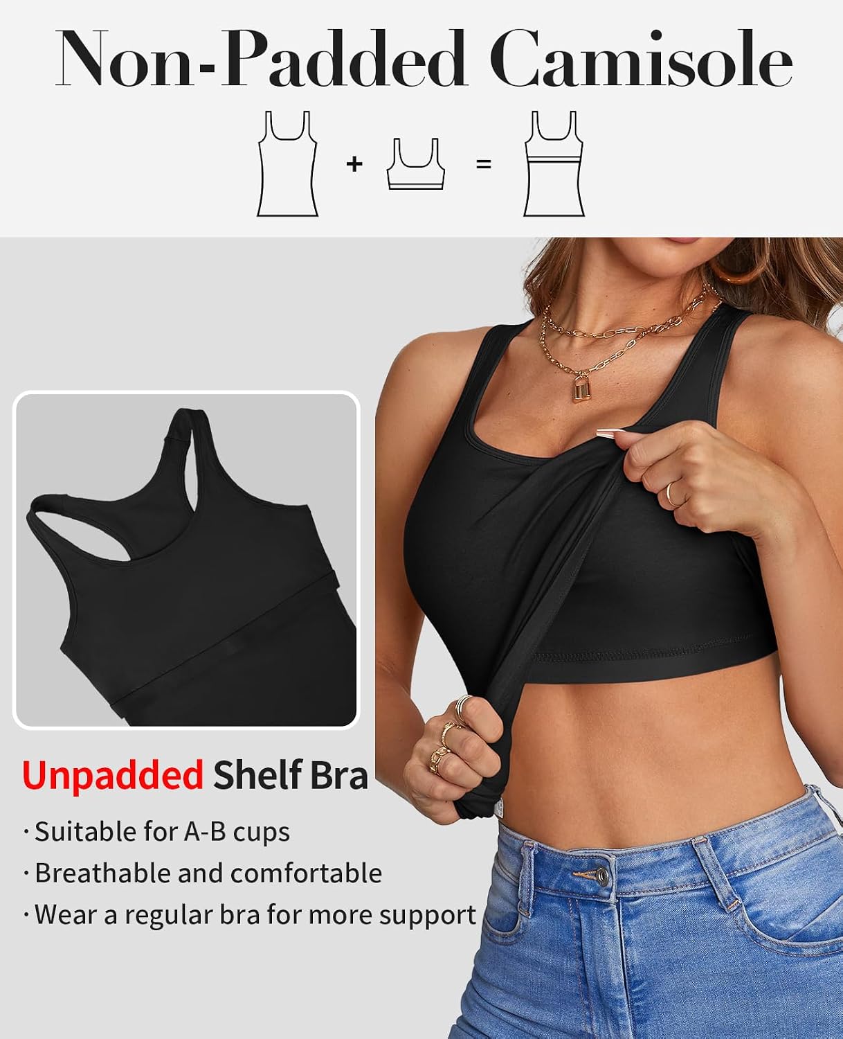 V FOR CITY Women's Cotton Racerback Shelf Bra Tank Top — image 4